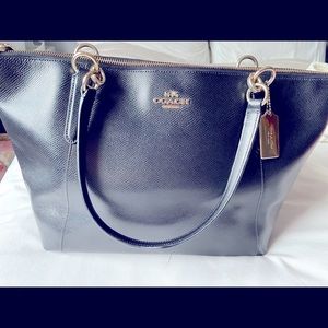 Coach Black Leather Tote Bag
